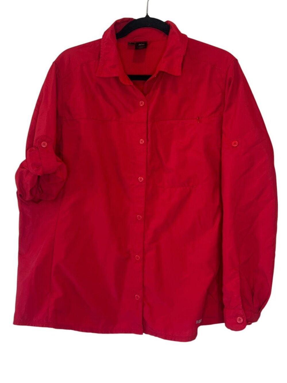 REI Sahara Hiking Shirt Women’s 2X Red UPF 30+ Roll Tab Sleeve Button Down